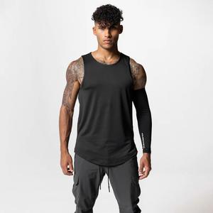 Venta al por mayor de la fábrica de verano logotipo personalizado Chaleco de los hombres de color sólido en blanco deportes gimnasio camiseta sin mangas de entrenamiento - Product Image 2