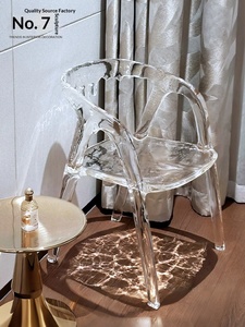 Chaise de salle à manger en résine transparente de style italien, design goutte d'eau, pour villa, salon, mobilier d'intérieur - Product Image 5