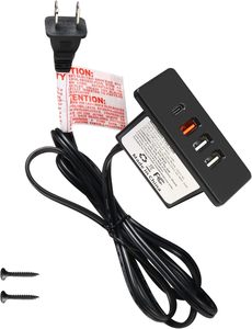 Prise concentrateur <span class=keywords><strong>USB</strong></span> C 4 ports <span class=keywords><strong>USB</strong></span> 20W Prise de charge rapide Table de bureau de lit encastrée Prise d'alimentation montée sur canapé Tension nominale 125V - Product Image 2