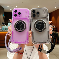 Coque antichoc magnétique rotative avec béquille et dragonne détachable pour iPhone 17 16 15 ProMax, finition mate givrée