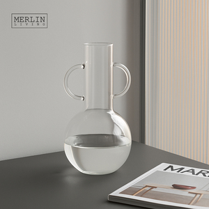 Merlin Living Round Design <span class=keywords><strong>Glass</strong></span> Vase <span class=keywords><strong>Home</strong></span> Decoração Sala Acessórios para Vidro e Cristal Vasos - Product Image 3