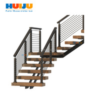 Escalier en spirale incurvé en verre trempé laminé, design personnalisé HJ, pour l'intérieur, en métal et verre, forme ronde, escalier flottant