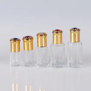 Rolo Attar de vidro transparente octagonal vazio de 3ml 6ml 12ml em frascos de óleo de perfume