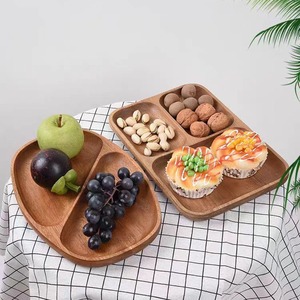 Solid Wood Fruit Plate With Dividers For Snacks And Dried Fruits Living Room Coffee Table Desktop <b>Storage</b> <b>Tray</b> - Product Image 1