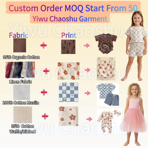 Ensemble de vêtements d'été pour tout-petits en coton 100% à motif damier, faible MOQ, fabrication sur mesure, t-shirt et short en molleton français pour enfants - Product Image 5