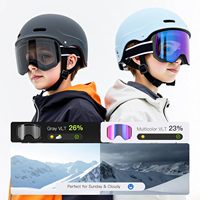 Équipement de ski pour enfants, unisexe, monture PC à bord complet, verres miroir anti-buée, protection UV400, sangle réglable pour enfants de [âge] ans
