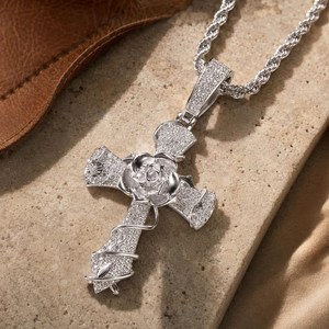 Pendentif Hip Hop rond en argent sterling avec moissanite sertie griffe, bijou de mode glacé, breloque tendance pour hommes et femmes - Product Image 1