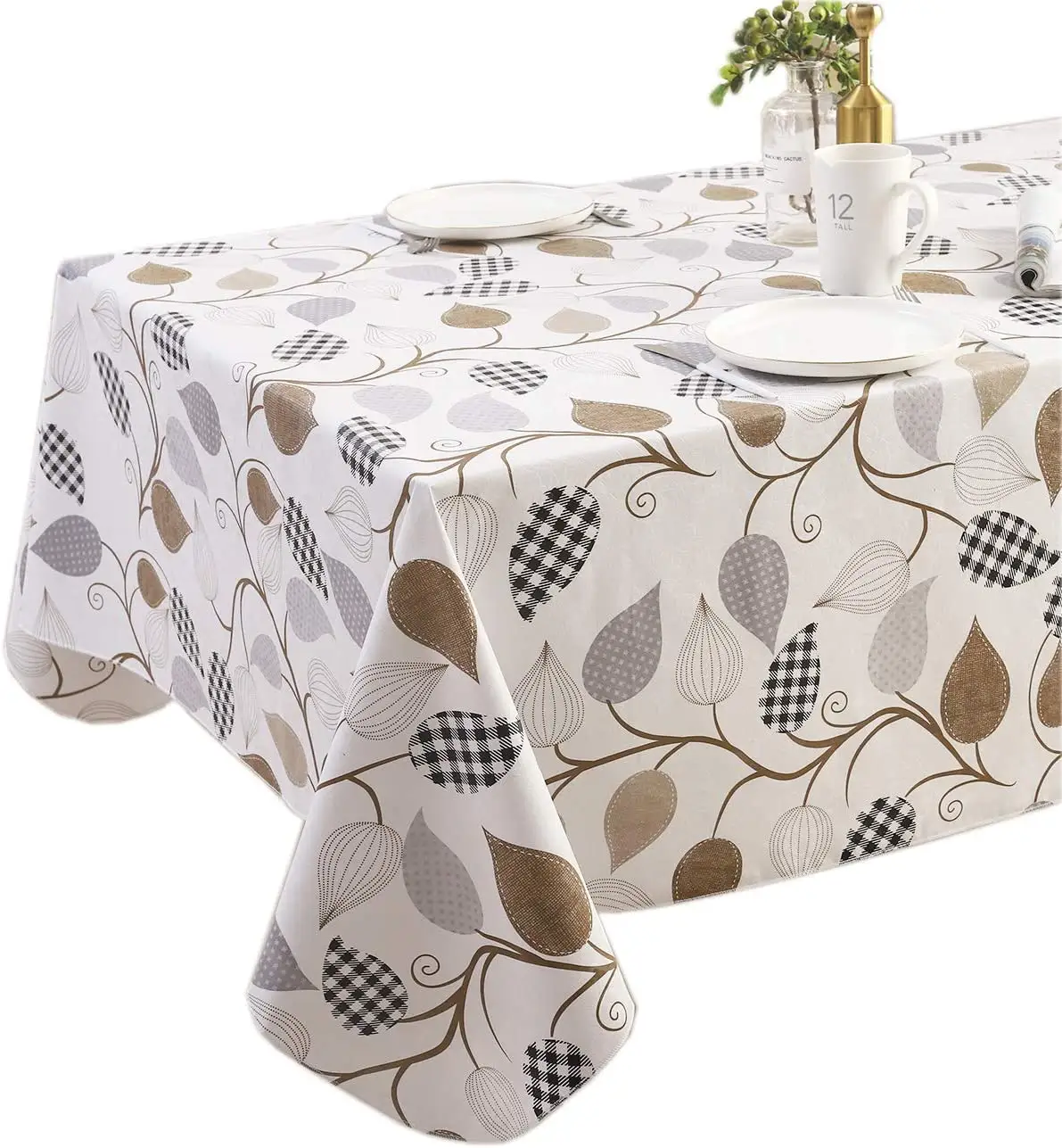 New Digital Printing Vinyl Tablecloth with Flannel Backing Waterproof Stain-Resistant Wipeable for Indoor and Outdoor Kitchen Accessories