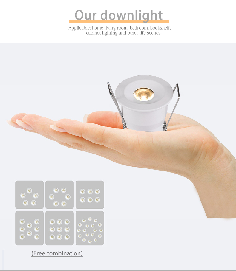 Black Aluminium 3.3W 43Mm 220V Mini Downlight LED Cabinet Light