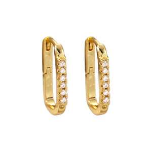 Boucles d'oreilles créoles plaquées or avec zircon serti clos pour femme, bijoux de fête EKA-242 - Product Image 4