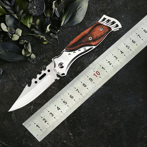 Cuchillo Plegable de Caza y Camping HL Factory al por Mayor, con Mango de Madera Colorido DIY y Hoja de Acero 2Cr13 con Punta Biselada - Product Image 4