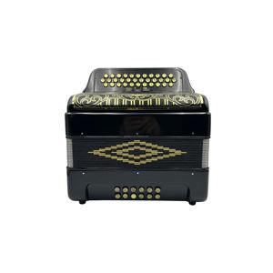 Accordéon diatonique 34 boutons 12 basses 3 registres Corps noir brillant Grille noire dorée Boutons dorés Musical JB3412C Acordeon - Product Image 4
