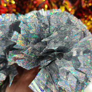 Pompons de cheerleading métalliques personnalisés en gros, pompons holographiques scintillants néon pour les écoles et les équipes All-Star - Product Image 1