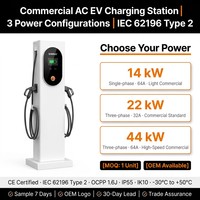 Station de recharge AC pour véhicules électriques certifiée CE, double connecteur 44 kW, protection de sécurité à 6 niveaux (OVP, OCP, RCD), protection contre la foudre, OCPP
