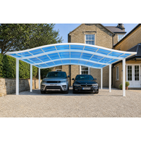 Abri de voiture moderne à double couche en aluminium avec protection UV pour jardin extérieur, stationnement pour 2 voitures