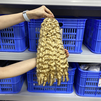 Extensions de cheveux humains au crochet en plumes non traitées, invisibles, style bohème, pré-bouclées, blondes, bouclées, torsadées, du fabricant