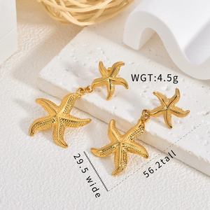 Pendientes de Acero Inoxidable con Dijes de Océano, Diseños de Estrella de Mar, Sirena, <span class=keywords><strong>Pulpo</strong></span> y Medusa, Pendientes para Mujer, Joyería de Moda Impermeable - Product Image 3