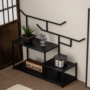 Three Layer Wrought Iron Display <b>Shelf</b> For Tea Set And Art Decor Storage Rack Carbon Steel <b>Desktop</b> Organizer Dehua Made - Product Image 3