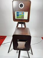 Kiosque photo portable de luxe style rétro 15,6 pouces en bois avec anneau lumineux pour la location événementielle