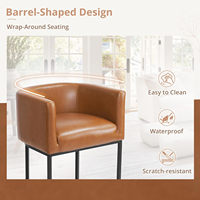 Tabouret de bar haut de gamme au design moderne avec accoudoirs en PU et structure en acier pour la maison, la cuisine, l'extérieur, les restaurants, les centres commerciaux et les halls