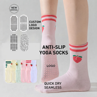 Chaussettes de Pilates antidérapantes avec logo personnalisé Chaussettes respirantes en coton, nylon, spandex Crew Grip pour