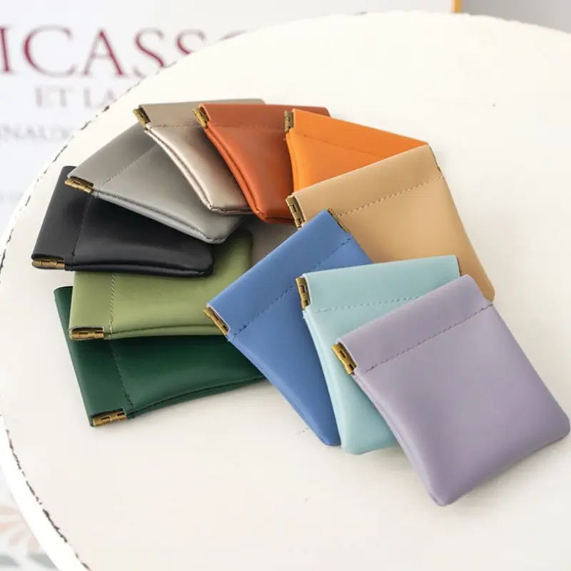 PU Leather Pop Coin Case Squeezed Change Purse Wallet Small Coin Pouch Squeeze Frame Pocket Case