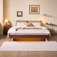 Lit de rangement relevable en bois de bouleau, style nordique minimaliste, grand espace de rangement dissimulé, idéal pour appartement