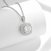 NOVA Collier Pendentif Sac de Sucre en Argent S925 Plaqué Or avec Moissanite 3 CT, Chaîne Clavicule Classique Luxe Léger, En Stock