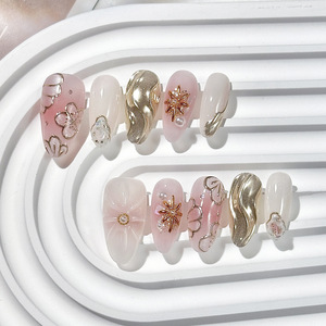 Vente chaude Ins presse sur les ongles Support boîte d'emballage Logo personnalisé en gros de haute qualité 10 pièces <span class=keywords><strong>faux</strong></span> ongles avec onglets adhésifs - Product Image 1