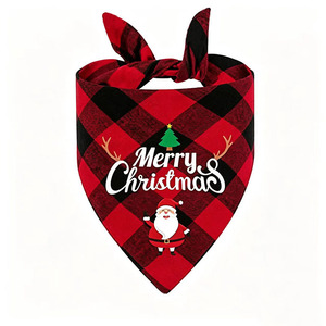 Holiday Pet Bandana Christmas Lattice Pattern Warm Neck <b>Scarf</b> for Dogs Cats Winter Festival Accessory 62cm x 32cm - Product Image 3