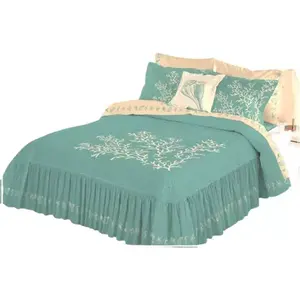 Cubrecama Bordado Doble Carla Depot Coral, Ropa de Cama para el Hogar, Estilo Clásico, Cubrecama de Poliéster - Product Image 1