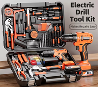 Ensemble d'outils sans fil Greener, 78 pièces, kit de réparation pour la maison, perceuse électrique, tournevis, dans un coffret rigide