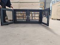 Ventanas abatibles con marco de aluminio y rotura de puente térmico para ventana de doble acristalamiento con pantalla y rejilla antirrobo