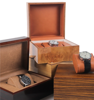 Finition peinture bois massif haut de gamme noir marron cuir montre bracelet stockage emballage boîte cadeau