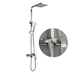 Bad Waterval SUS304 Rvs Wall Mount Kraan Hot Water Mixer Regendouche Set