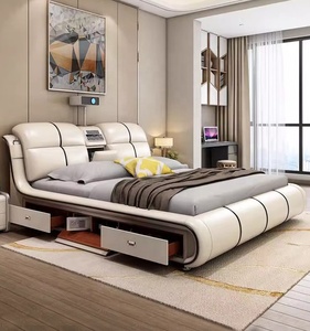 Sang trọng thông minh thêm giường lớn đa chức năng NỘI THẤT PHÒNG NGỦ thiết lập với ngả & massage tính năng tường giường phong cách - Product Image 2