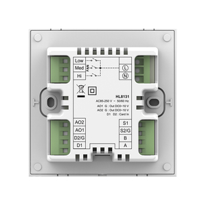 Termostato táctil de 2 tubos con control de ventilador de 3 velocidades y 0-10V para FCU RS-485 Modbus 220V AC, montaje empotrado HL8131DA2-SDTL-MD Backli - Product Image 3
