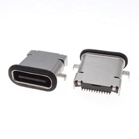Conector USB impermeable Conector USB tipo C hembra SMD DIP de 24 pines con orificios de montaje