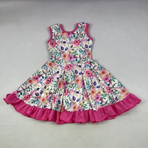 Vestido de Fiesta al por Mayor para Niñas, Bebés y Niños Pequeños, Vestido Tipo Camiseta sin Mangas con Estampado Floral - Product Image 6