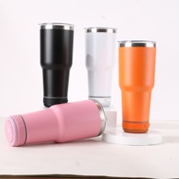 Mug de voyage isotherme en acier inoxydable à double paroi de 30 oz avec haut-parleur Bluetooth, paille et port USB pour sublimation