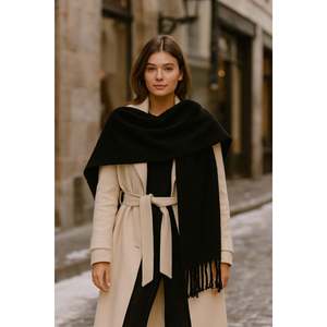 Sciarpa Invernale Lunga Nera Luminos Butik con Nappe Spesse, Morbida e Strutturata per Climi Freddi - sal1257 - Product Image 2