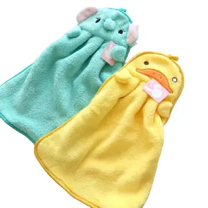 Free Shipping Cute Children Baby Towels Soft Coral Fleece Kid Child Towel Cartoon Baby Sweat Hung Baby Cute Newborn Infant