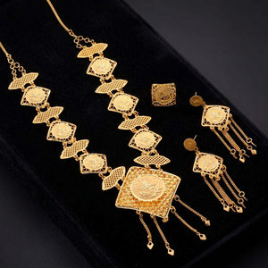 Ensemble de colliers longs remplis d'or, bijoux de luxe, ensemble de bijoux traditionnels, bijoux de mode, ensemble de bijoux en laiton plaqué or. - Product Image 5