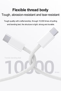 批发优质 1m PD 60W 尼龙快速充电线 5A 6A 60W 20W 屏蔽编织 Type-C USB-C 兼容手机 15 相机使用 - Product Image 5
