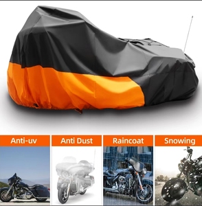 Usine Vente Chaude 420D Supérieur Noir Inférieur Orange Couverture De Moto Étanche Peut Être Personnalisé - Product Image 4