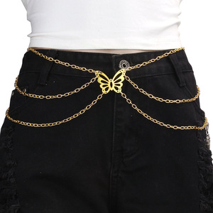 โซ่คล้องเอวรูปผีเสื้อทำจากอัลลอยสายสร้อยหลายชั้นสำหรับผู้หญิงเครื่องประดับแฟชั่นแนวสตรีทแบบลำลอง - Product Image 1