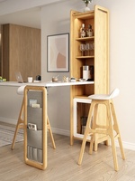 Moderner Apartment-Esstisch aus Holz, wandmontiert, klappbar, mit Barschrank und Weinschrank, Massivholz-Sideboards für die Küche