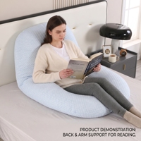 Oreiller de grossesse en forme de G en velours, amovible et lavable, pour un soutien complet du corps, oreiller de maternité pliable
