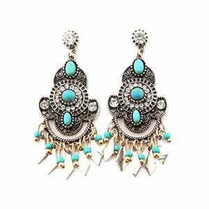 Vintage Designer Good Looking Quality Assured Women Ear Rings Antique Plated Inlay Natural Stone Ethnic Earrings