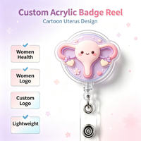 Badge rétractable personnalisé en acrylique pour infirmière et médecin, avec clip de fixation facile, accessoires médicaux, vente chaude